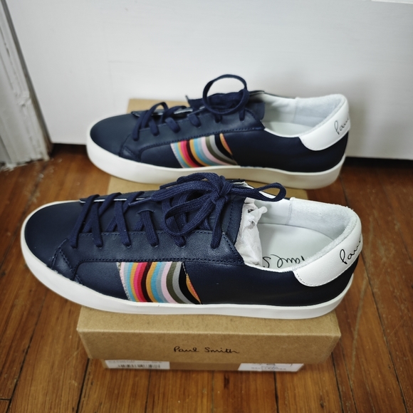Paul Smith Navy Blue Leather Sneakers, US 9 - Picture 4 of 6
